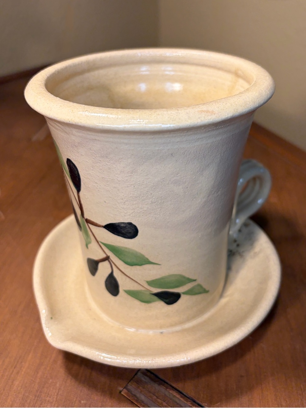 The Gourmet Potter Bacon Cooker Olive Branch Stoneware Hand-Made Lead Free